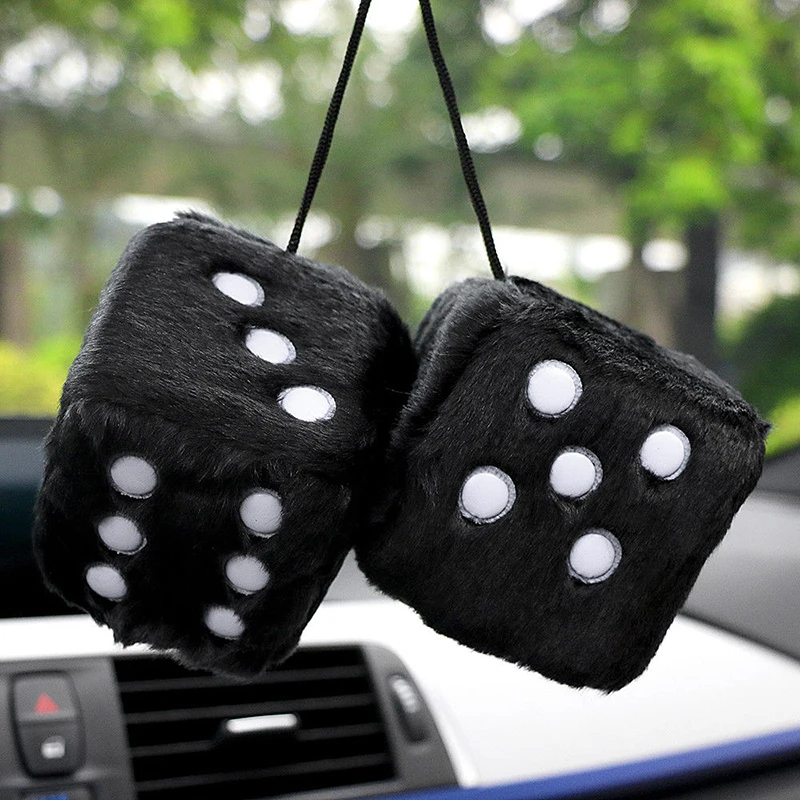 

Plush Dice Craps JDM Rear View Mirror Car Pendant Charms-7.5*7.5cm Hanging Decor