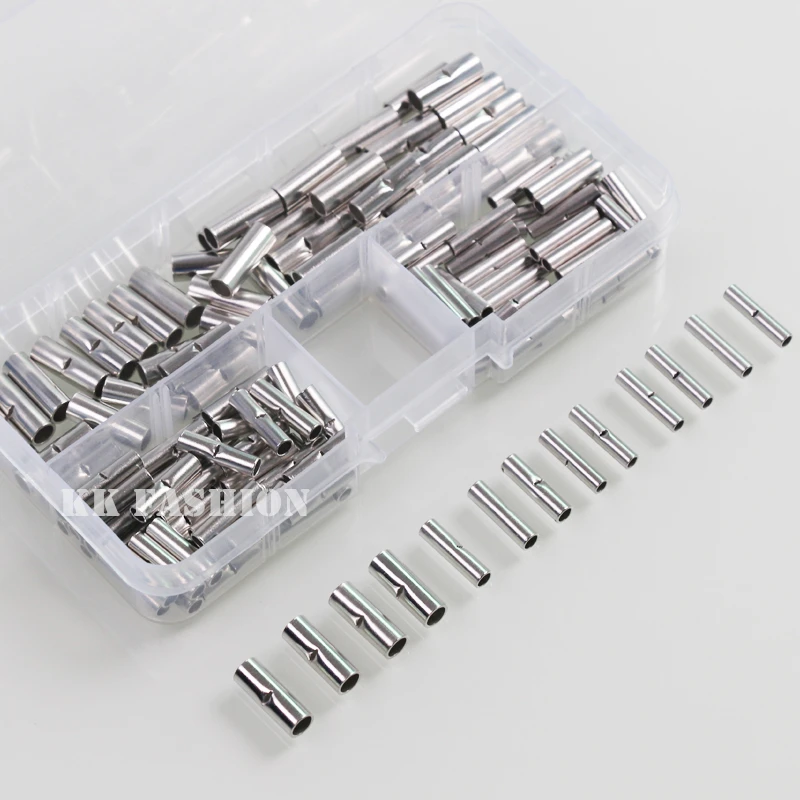 50Pcs 14-16 Uninsulated Butt Wire Electrical Connector Crimp Terminals DIY Kits