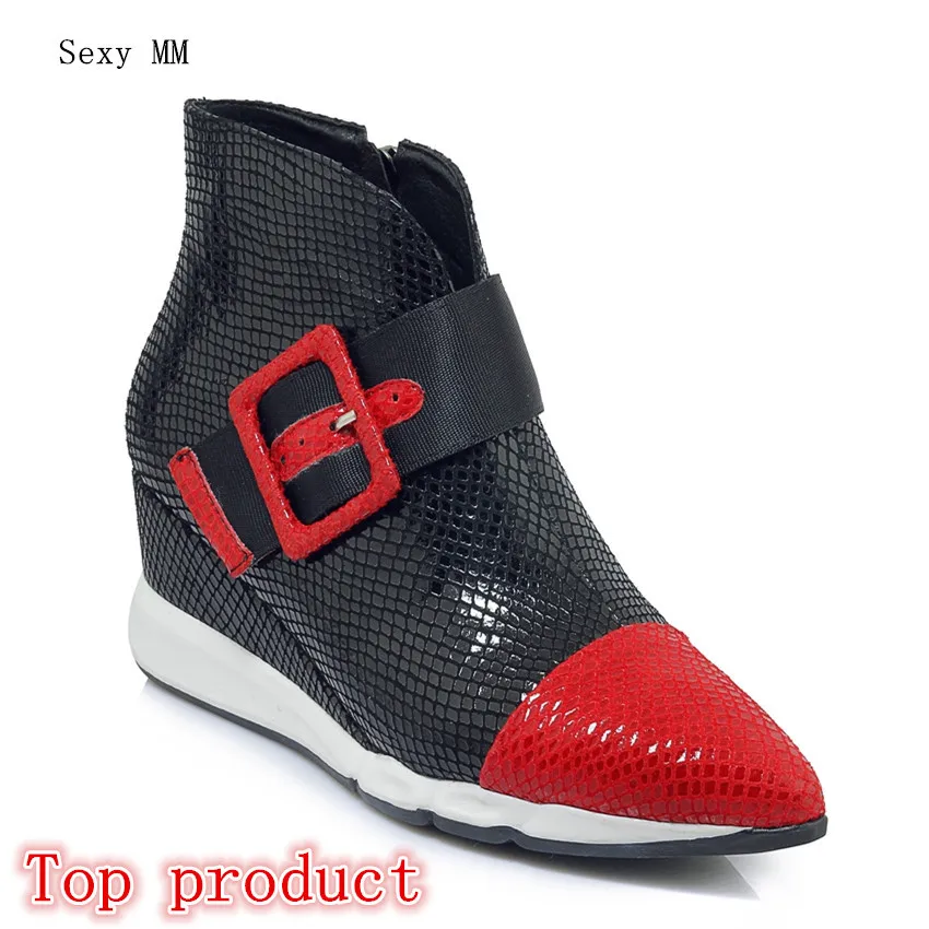 

Spring Autumn Woman Wedges Platform Ankle Boots Genuine Leather High Heel Wedge Boots Women Casual Shoes Short Boots