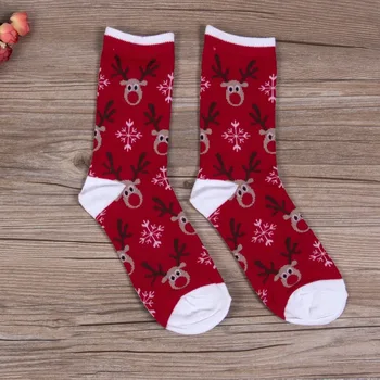 

New Style Christmas Long Socks Cotton Warm Soft Thick Socks Snowman Snowflake Deer Santa Printing graphic High elasticity sock