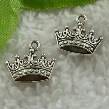 

340 pieces antique silver crown charms 18x16mm #3124