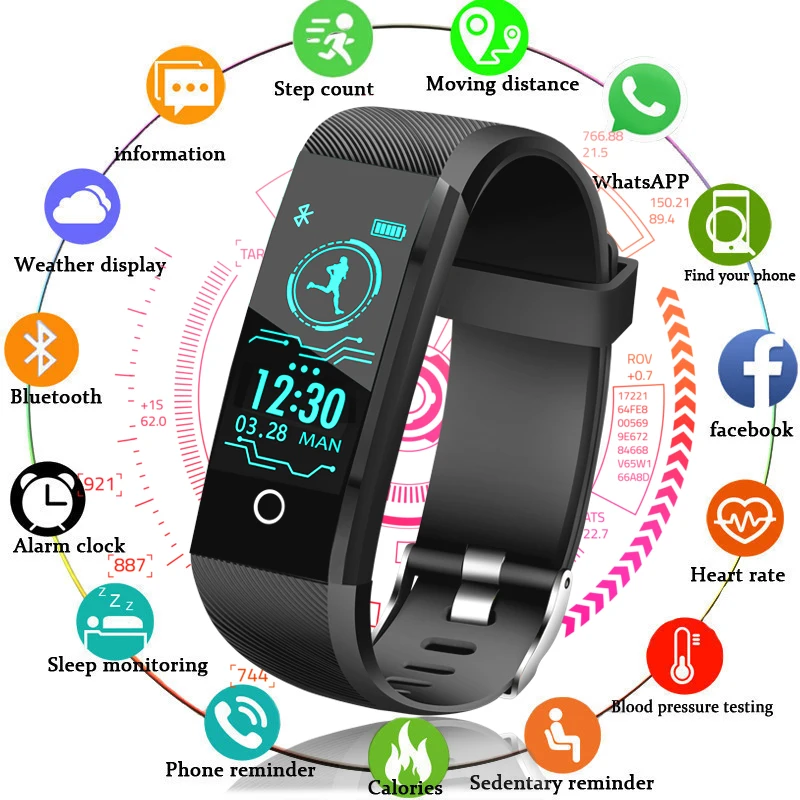 

Smart band Sports Watch Waterproof Fitness Tracker Heart rate Blood Pressure Measurement Waterproof Smart Bracelet Women Men
