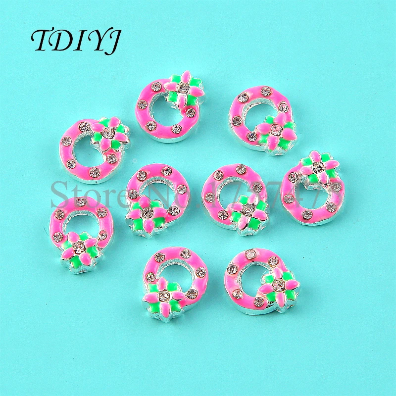 

TDIYJ Newest (20 pieces/lot) Pink Christmas Wreath Floating Locket Charms for Glass Locket Pendant as Christmas Day Gifts