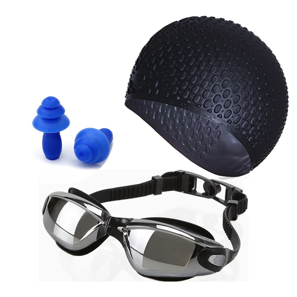 

DEEPGEAR SWIMMING SET UV Protection anti mist swim goggles Silicone swim caps Soft silicone earplugs Unisex swimming gears
