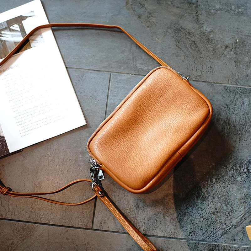 

WOONAM Women Fashion Handbag Top Hide Natural Italy Calf Leather Small Satchel Cross Body Shoulder Bag WB978