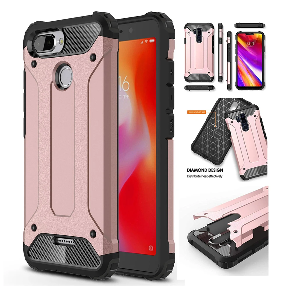 

Case For Xiaomi Redmi 6 Soft TPU With Hard PC Protector Silicon Phone Case For Redmi 6A TPU Cover Coque Shell Capa Fundas