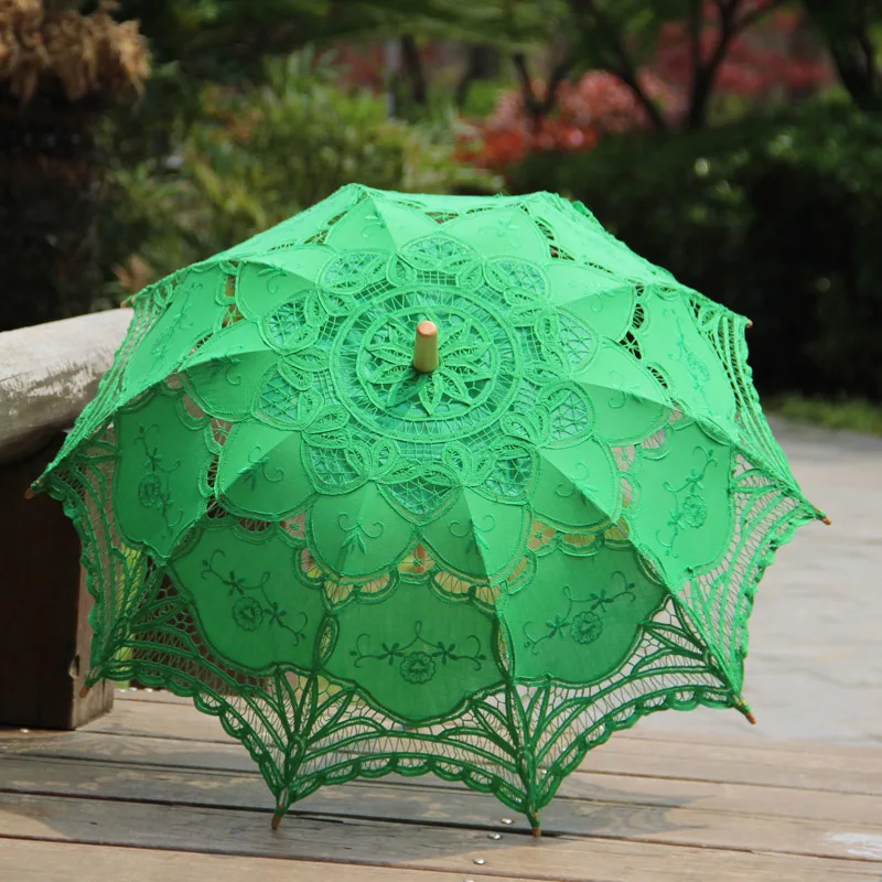 Family Garden Party Handmade Cotton Battenburg Lace Parasol Wedding Souvenirs Guests Decoration Umbrella