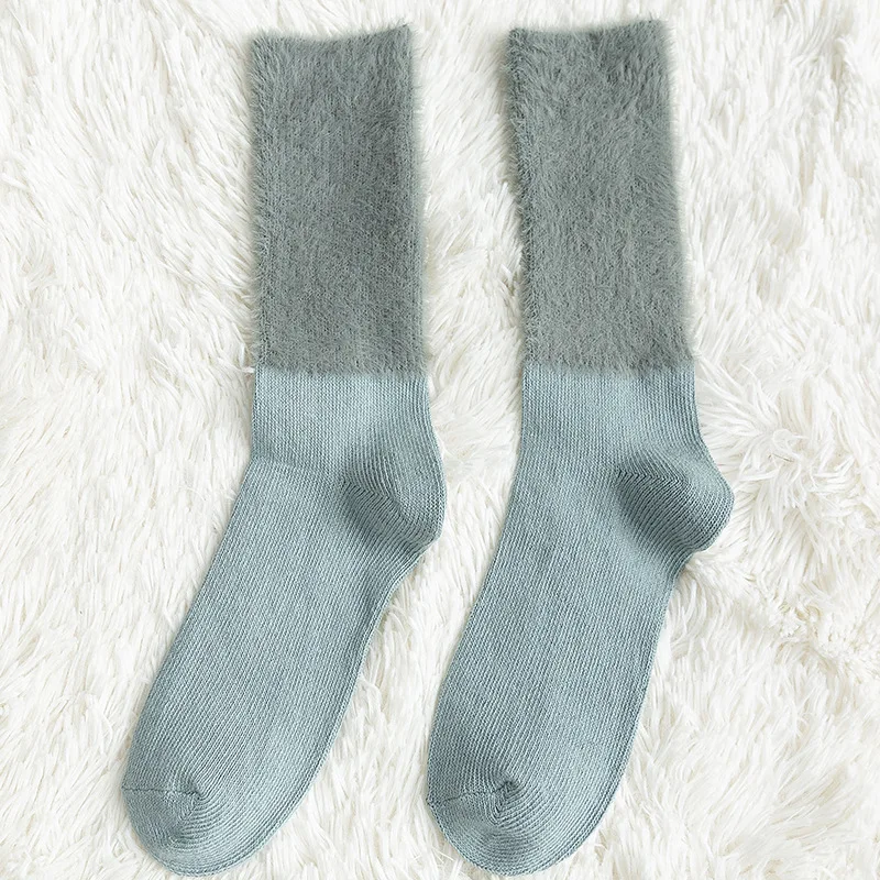 Корейский стиль, женские носки, утолщенные, теплые, имитация норки, кашемир, уличная одежда, осень-зима, чистый Харадзюку, хлопковые носки - Цвет: blue