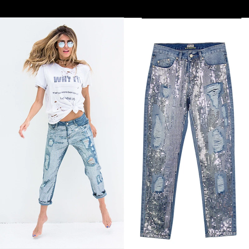 18 Fashion Hole jeans woman ripped jeans for women jeans Sequined mujer femme denim jean pants Scratched pantalones feminino 5 18 Fashion Hole jeans woman ripped jeans for women jeans Sequined mujer femme denim jean pants Scratched pantalones feminino 5