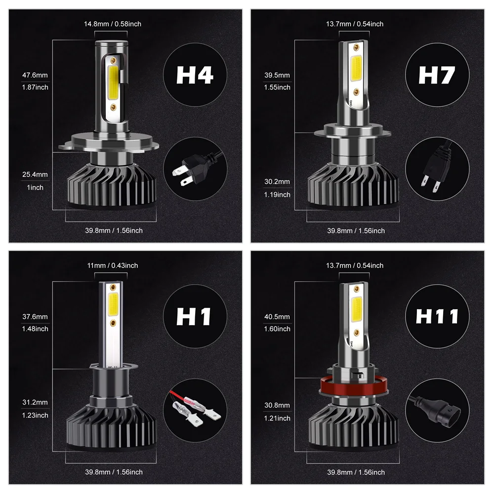 Infitary 2 шт. H7 светодиодный H1 H11 9005 9006 H4 светодиодный автомобилей головной светильник 72W фары для 8000LM Авто Фары Светильник лампы Противотуманные фары светильник s Белый 6500K 12V светодиодные лампы