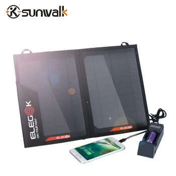

SUNWALK ELEGEEK 14W Portable Mono Solar Panel Battery Charger Dual USB 5V Output Solar Charger with Storage bag for iPhone