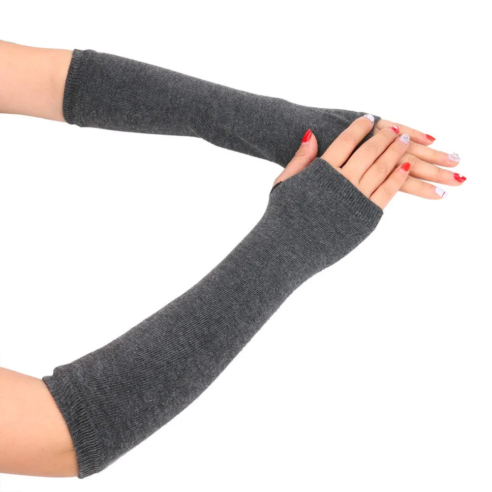 30 длинные перчатки женские зимние перчатки вязаные перчатки теплые длинные перчатки без пальцев Женские однотонные перчатки