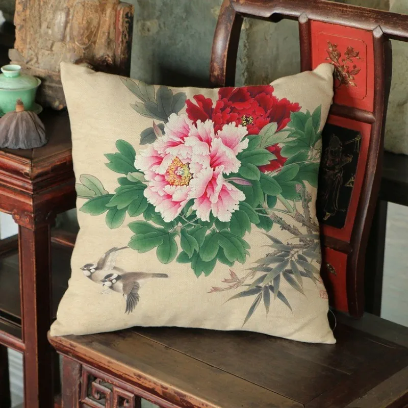 

9 Designs Chinese Royal Style Poeny Flowers Cushion For Home Decoration East Asia Elegant Floral Sofa Pillow Case Cushion Covers