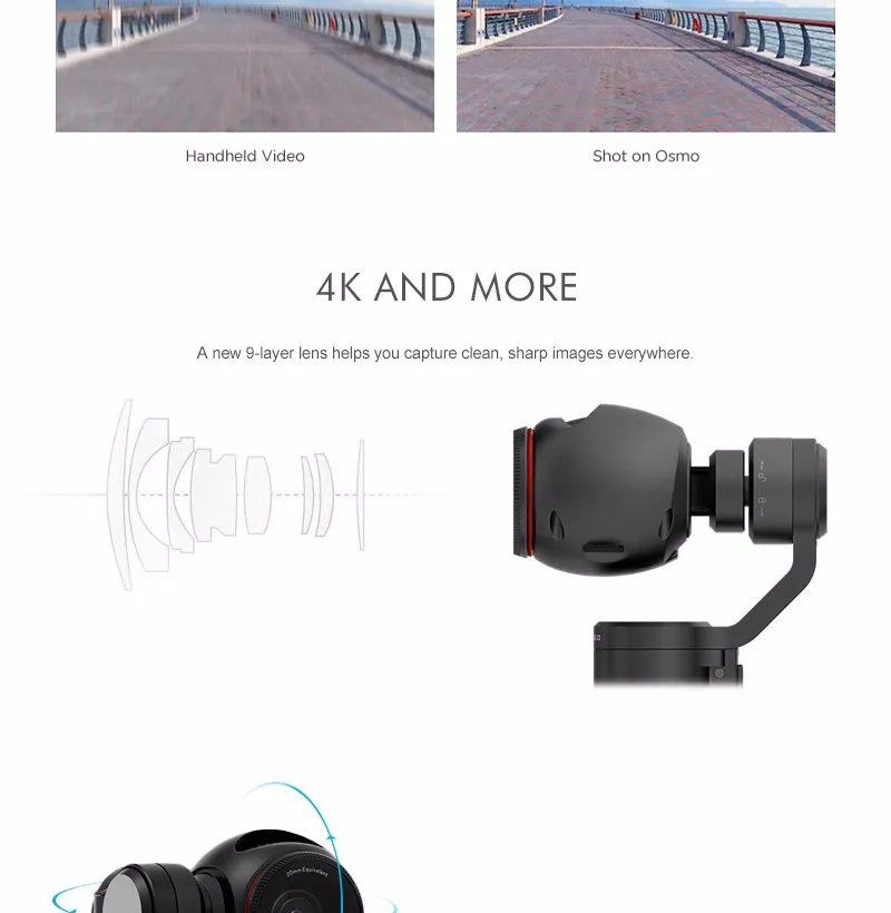 Free Gift DJI Osmo Handheld 4K Camera And 3 Axis Gimble Stabilizer Gimbal 3 Axis Gimbal DJI Phantom 3 EMS Free