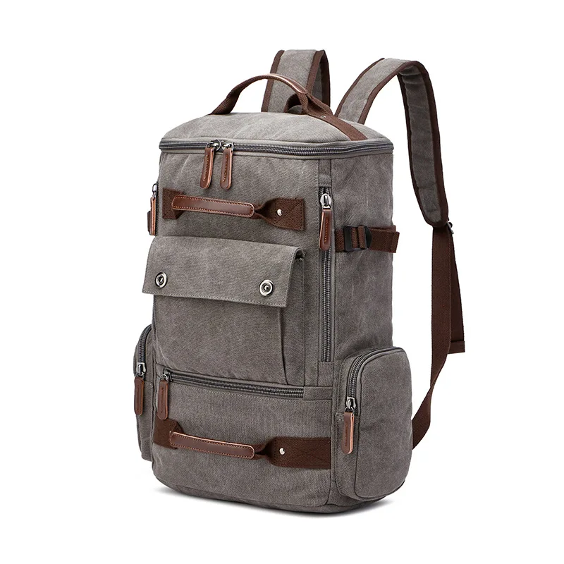 Мужской рюкзак, винтажный холщовый рюкзак, школьная сумка, мужские дорожные сумки, Большой Вместительный рюкзак, рюкзак для ноутбука, сумка высокого качества - Цвет: Gray