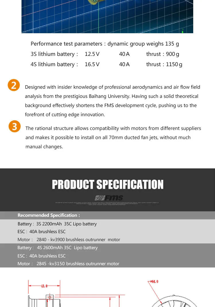 FMS 64 мм 11 лопастей воздуховод вентилятор EDF блок с 2840 KV3150(4S)/KV3900(3 S) мотор(опционально) для RC модель самолета части