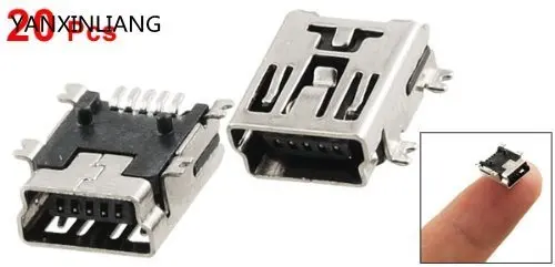 

20 Pcs Replacement USB Mini 5-Pin Female SMT PCB Mount Jacks
