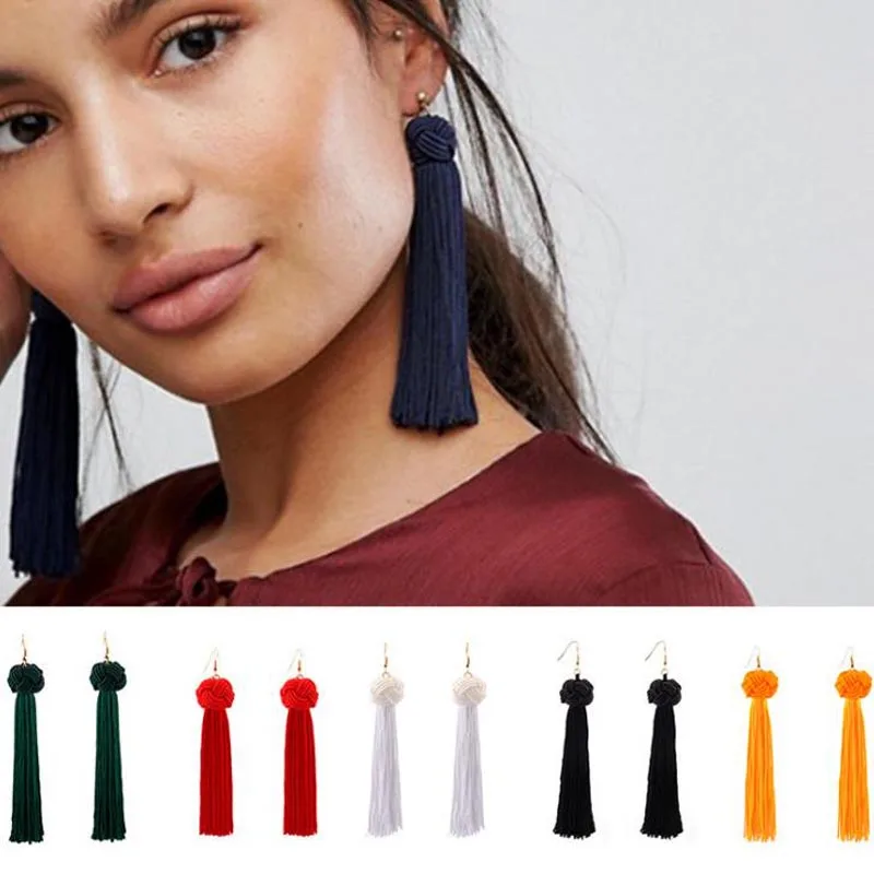 

Bohemia Long Tassel Earrings For Women Vintage Fringed Drop Dangle Earrings Statement Jewelry Gift