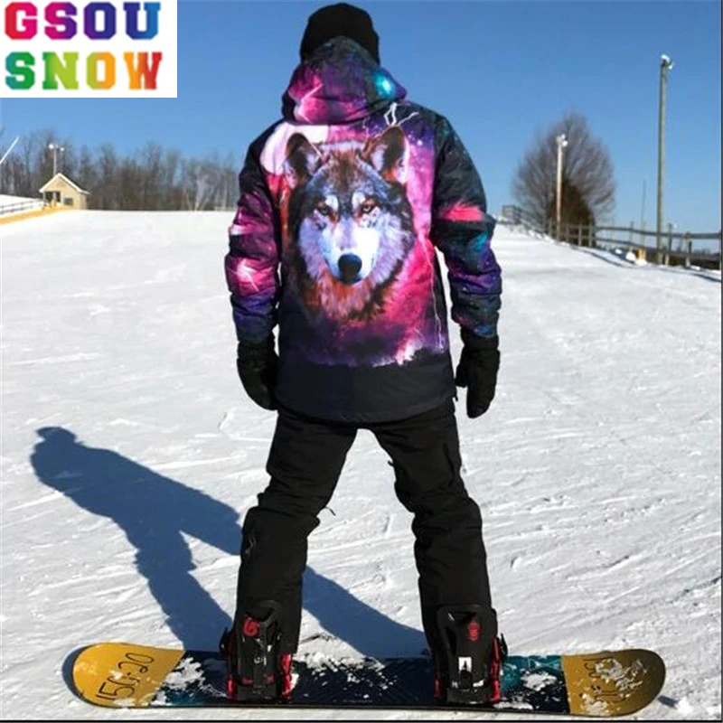 Мужской лыжный костюм Snow Gsou теплый с одной доской и двойной ветронепроницаемый