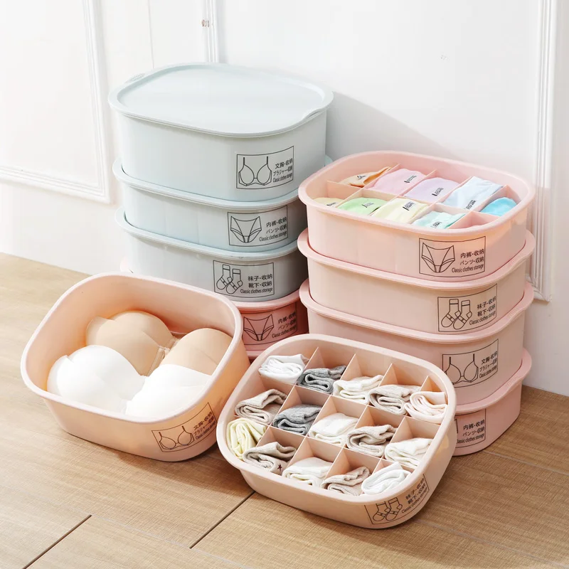 

Lattice underwear storage box underwear socks collection grid household plastic bra underwear finishing box