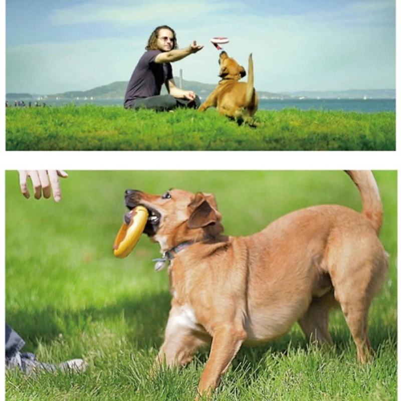 الكلب لعب الحيوانات الأليفة التدريب حلقة التفاعلية سيليكون تحلق القرص دغة مقاومة في الهواء الطلق كبيرة الكلب لعب الحيوانات الأليفة الجر حبل
