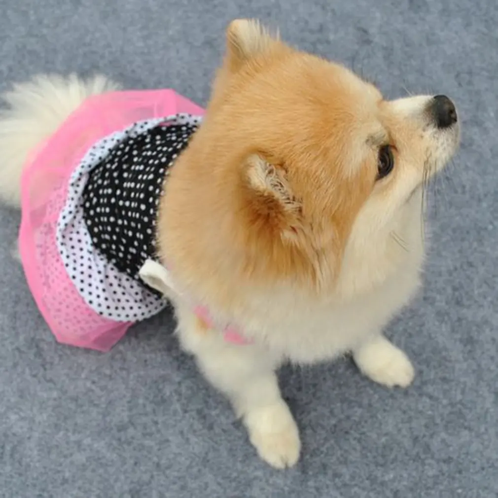 Fashion Pet Cat Dog Dress Dots Printed Patchwork Gauze Sleeveless Dress Elastic Comfortable Cute Summer Pet Clothes