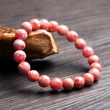 

Wholesale 9mm Genuine Red Natural Rhodochrosite Bracelet Women Female Stretch Crystal Round Bead Bracelet
