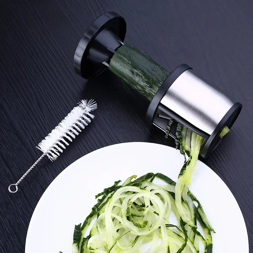 Новые кухонные гаджеты стальные овощные спагетти спирализатор Удобная ломтерезка спиральная лапша из цуккини тёрка для моркови с чистящей щеткой