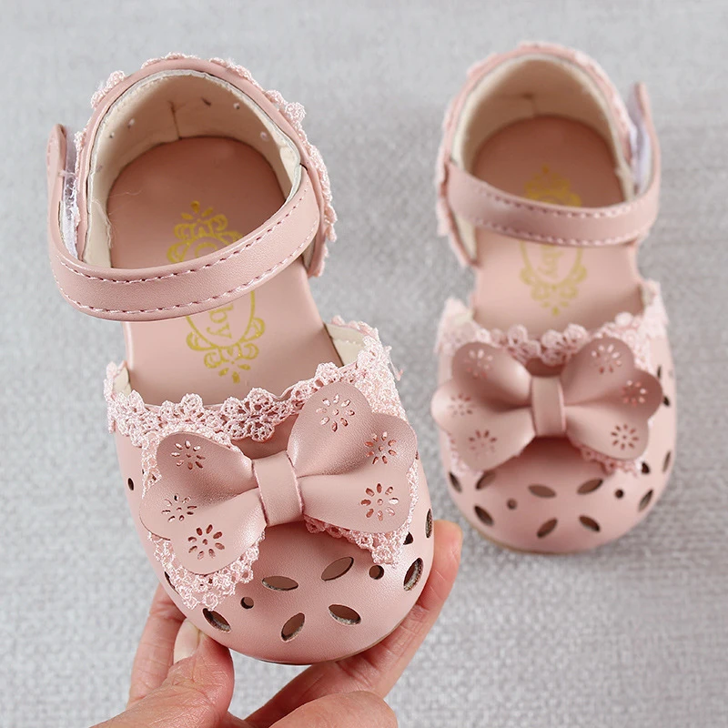 Summer Children Shoes 2018 Fashion Leather Sweet Children Sandals Girls Children Baby Breathable Hollow Bow Shoes
