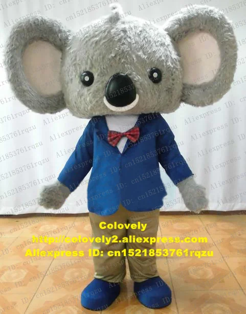 Gray Long Fur Male Koala Bear Coala Mascot Costume Adult Cartoon Character Nose Big Looks Too Cute Small Round Eyes zz4115 | Тематическая