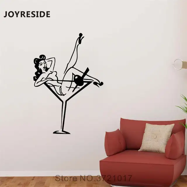 Us 4 48 35 Off Joyreside Pin Up Girl Wall Burlesque Pinup Sticker Decals Vinyl Art Room Bedroom Living Room Home Interior Design Mural A1443 In Wall