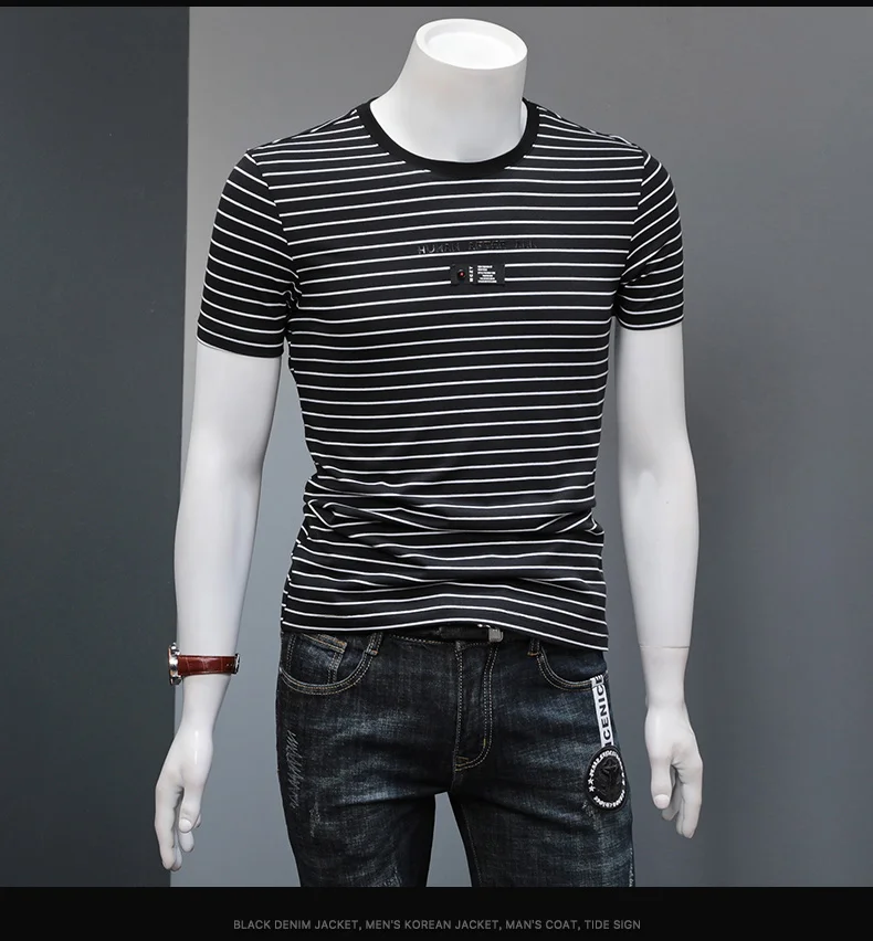 Рен. F новые летние футболка в полоску Для мужчин Slim Fit Human After All модный топ Повседневное футболка для полных футболки 82663