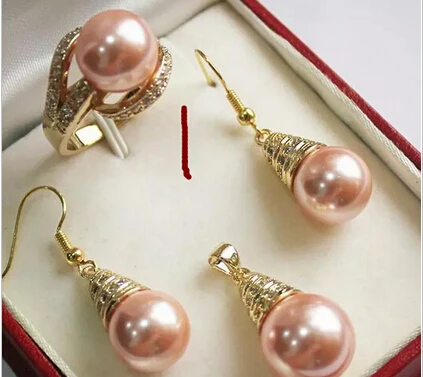 

hot sell 6 color Charming Jewelry Shell Pearl Pendant/necklack Earring Ring Set (ring 7-9#)