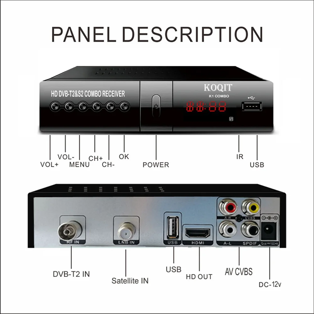 DVB-T2 DVB-S2 Бесплатные цифровые фоновые заставки ТВ коробка Интернет-цифра спутниковый телевизионный ресивер finder KOQIT комбинированное