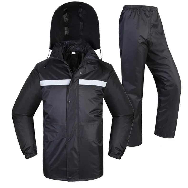 HiVizWaterproofRainsuitSetHighVisVisibilityJacketTrouserblack