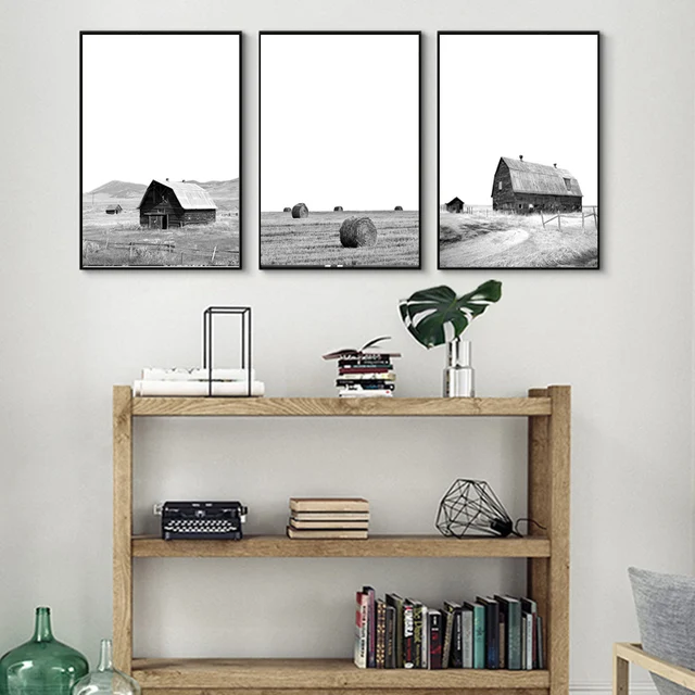 Modern Farmhouse Posters Print Decor Black White Farming Barn Wall Art