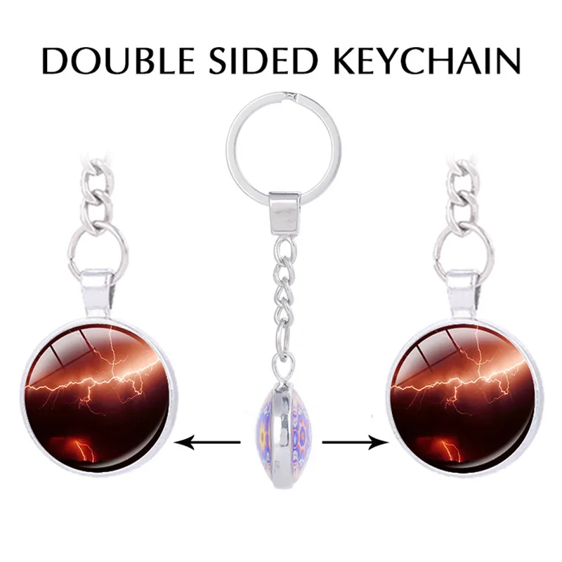 Thunder Lightning Keychain for Keys Blue Lightning Storm Key Holder