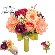 Perfectlifeoh дикие цветы невесты букеты розы свадебный цветок георгин букет