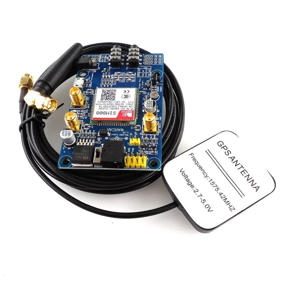 SIM808 модуль GSM GPRS gps макетная плата IPX SMA с gps антенной для Raspberry Pi STM32 51MCU Поддержка голоса