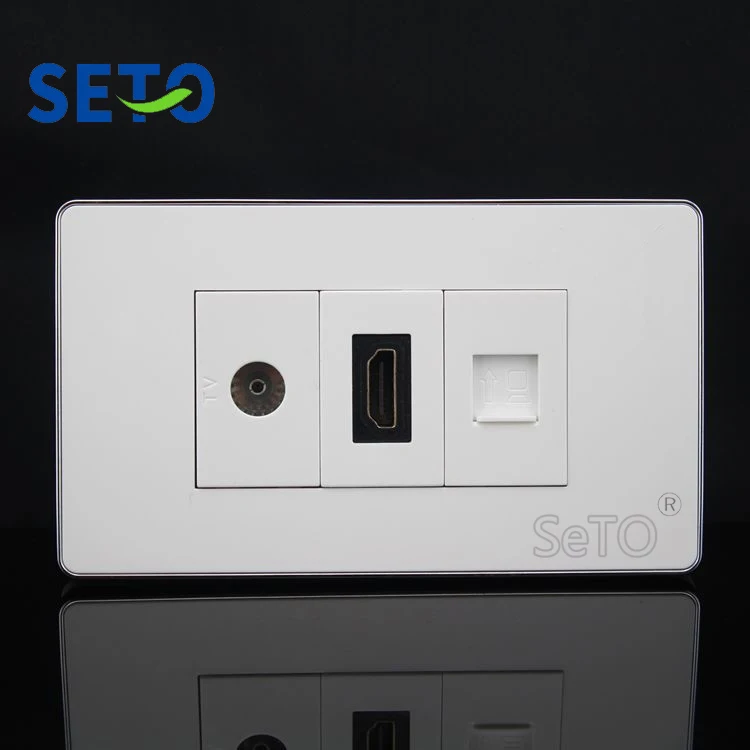

SeTo 120 Type RJ45 Cat5e Network + TV Connector + HDMI Panel Wall Plate Socket Keystone Faceplate