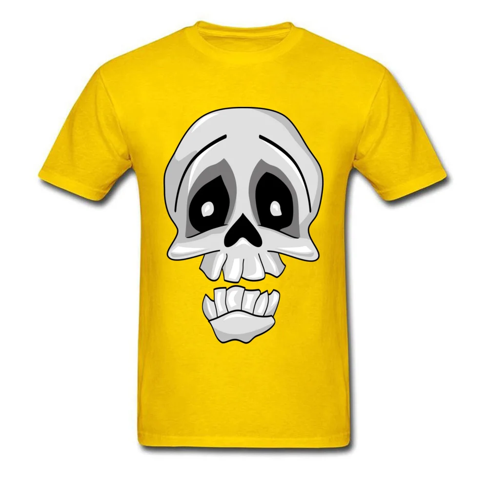 Funny Skeleton ostern Day 100% Cotton Fabric Round Collar Tops T Shirt Short Sleeve Printed On Top T-shirts Graphic T Shirts Funny Skeleton yellow