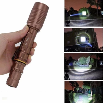 

LED lamp Hot Sell Drop Shipping Bright T6 LED Zoomable Bronze Flashlight Torch Lamp 2017 Newest Tactical 4000LM 18650 CREE XML