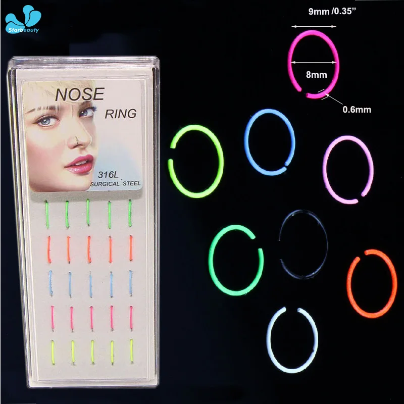 

40Pcs/Lot Mix Color 316L Steel Women Fashion choker Fake Nose Ring Piercing Hoop Nose Stud Rings Body Piercing Jewelry For Women