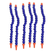 6pcs 1 4 Plastic Round Nozzle Flexible Water Oil Coolant Pipes Blue Orange Hoses 300mm for