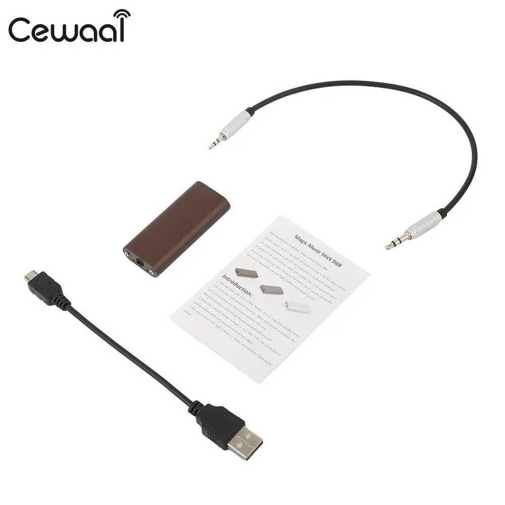 Cewaal Headphone Amplifier 3.5mm Plug Aluminum Alloy Mobile Phone Car Audio Rechargeable Portable Stereo Amplifier