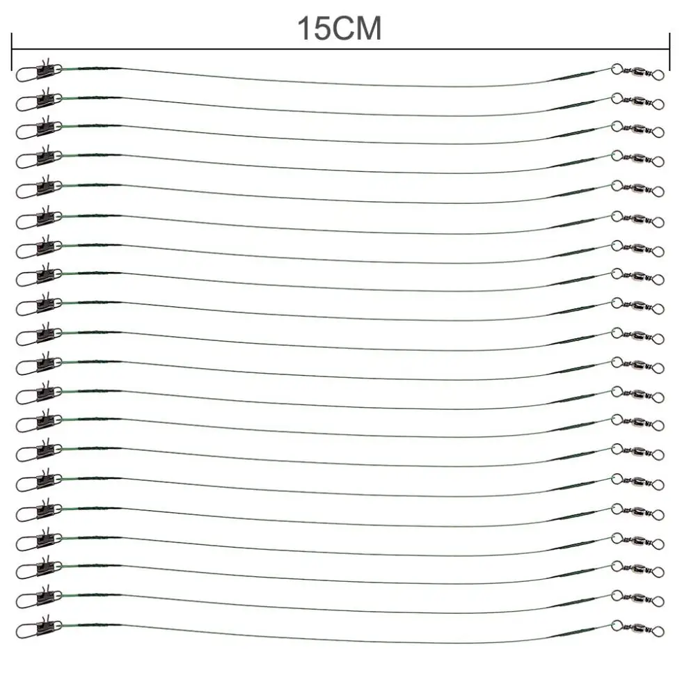 20 шт./лот 15-сантиметровый кабель с защитой укус рыболовные приманки трассировки провода плавающий Канат с b-тип Pin шарнирного соединения и 8-кольца с буквами для рыбалки