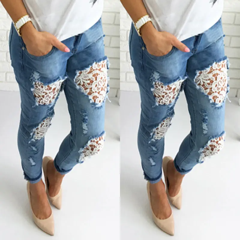 Модные женские рваные потертые рваные узкие джинсы бойфренд джинсы сексуальные рваные брюки карандаш экстремальные потертые укороченные