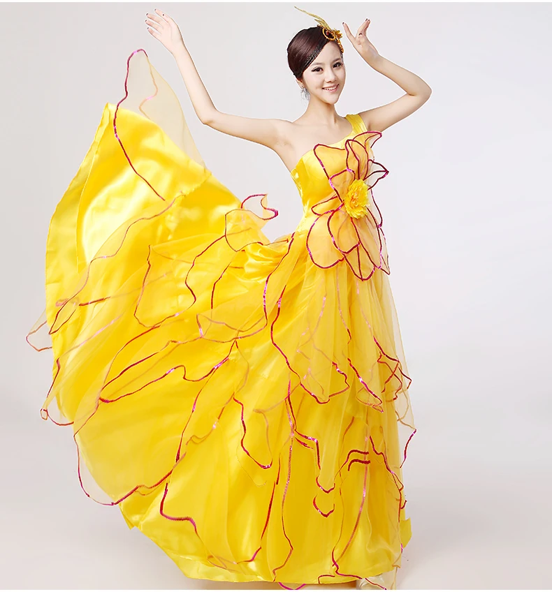 Танцевальный Костюм для фламенко расширительное платье для современного танца одежда для выступлений лепестковая юбка испанское фламенко платье