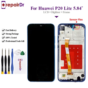 

5PCS For Huawei P20 Lite LCD Display Touch Screen Digitizer Assembly + Frame Replacement For Huawei P20 Lite/Nova 3E LCD + Tools