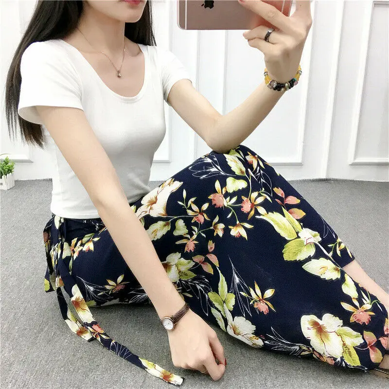 

Boho Women Floral Print Maxi Skirt Casual Summer Split Beach Wrap Skirt Femme High Wait Sundress Elegant